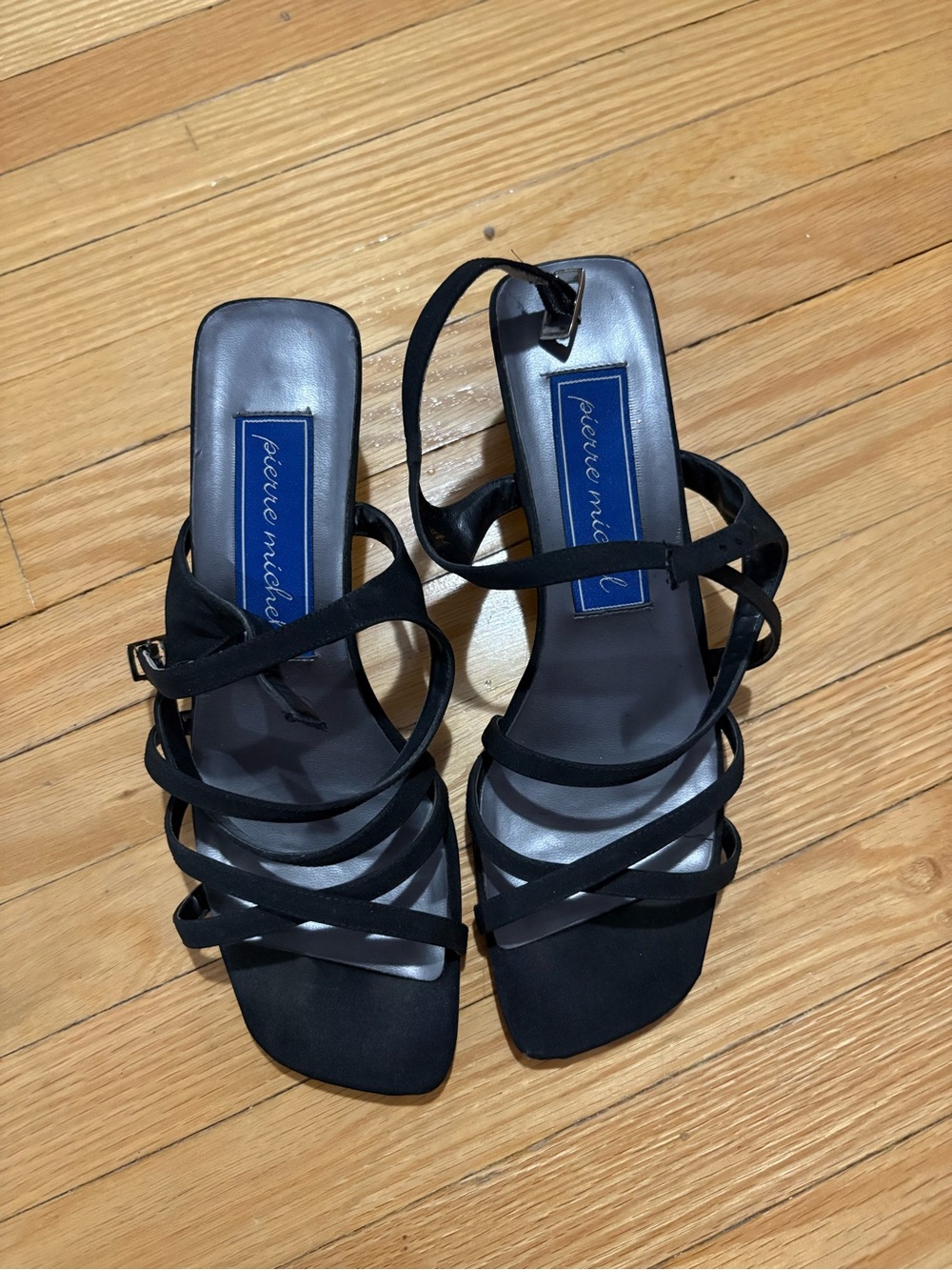 Black Strappy Mid-Heel Sandals